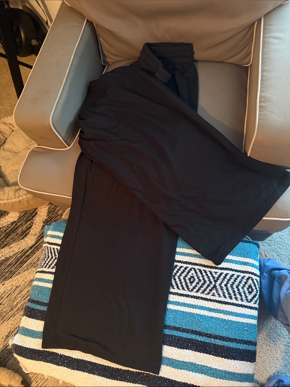 SHEIN Casual Wide Leg Black Sweat Pants